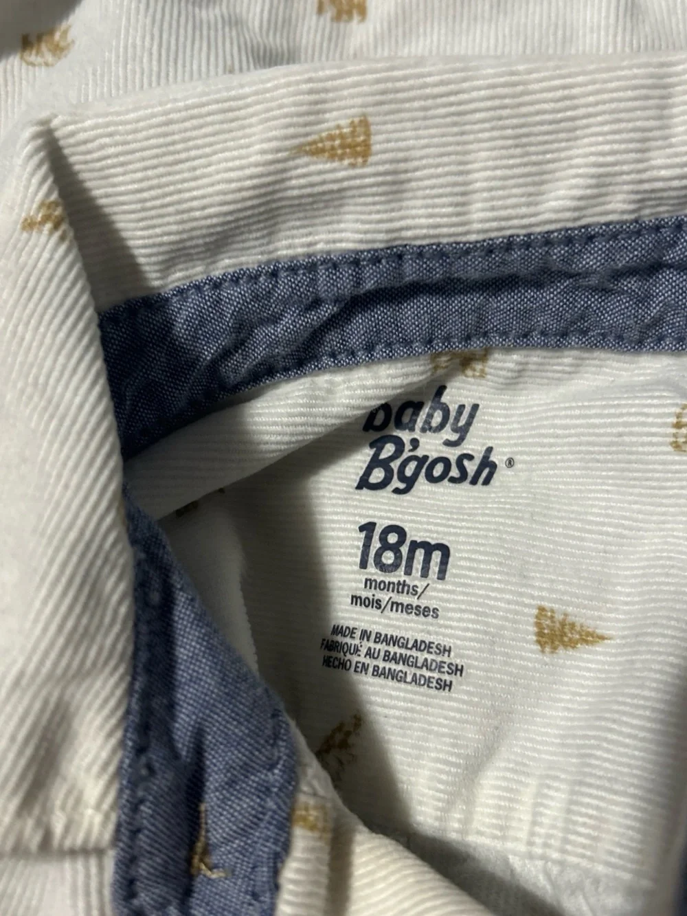 OshKosh B'gosh Cream Corduroy Embroidered Button-Up Bodysuit